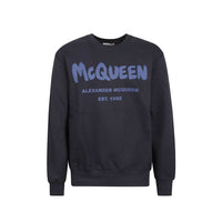 Felpa in cotone blu Alexander McQueen