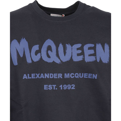Felpa in cotone blu Alexander McQueen