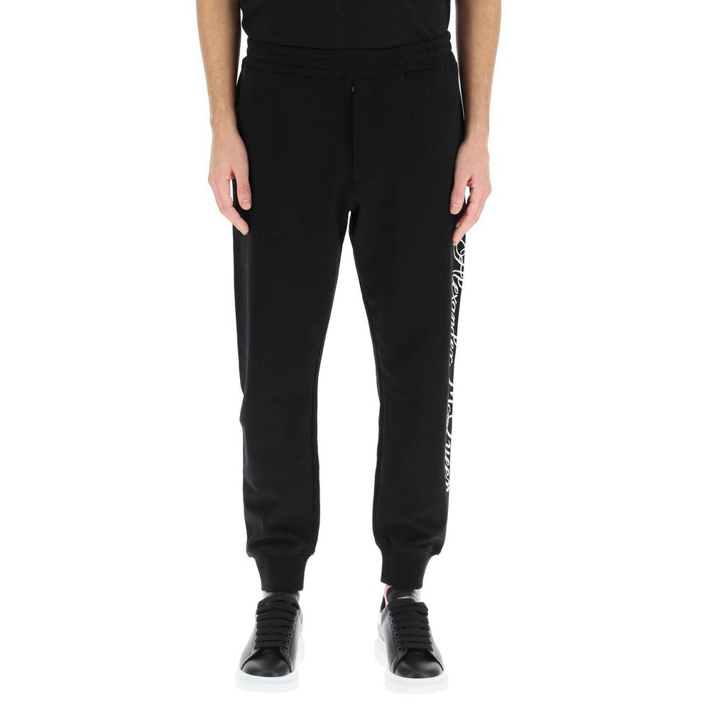 Alexander McQueen Pantaloni sportivi in cotone nero