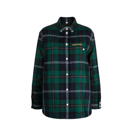 Camicia Burberry bicolore in lana fantasia
