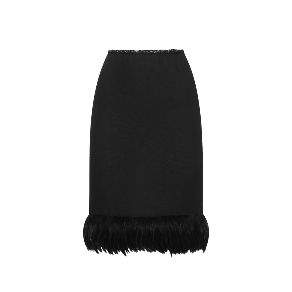 Jupe midi en soie noire Saint Laurent