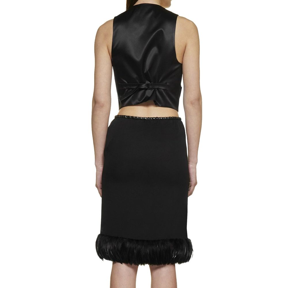 Jupe midi en soie noire Saint Laurent