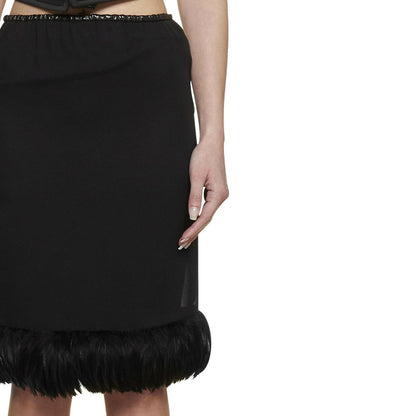 Gonna midi nera in seta Saint Laurent