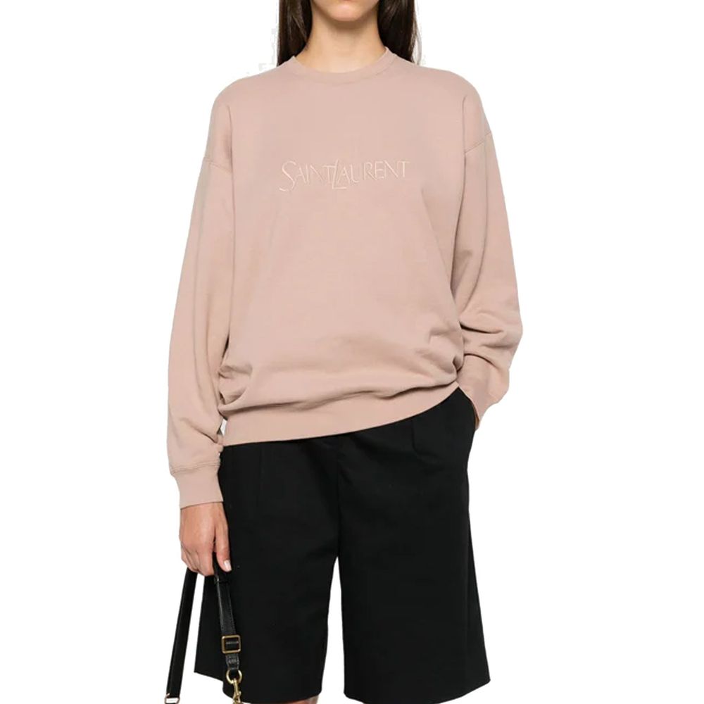 Sweat-shirt Saint Laurent en coton rose