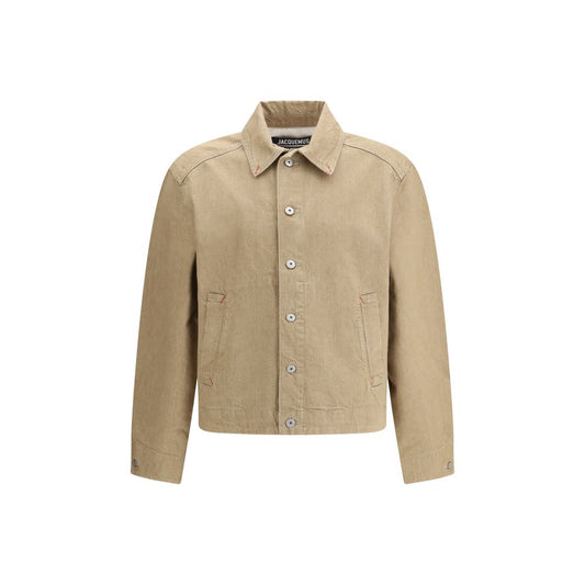 Giacca in denim di cotone beige Jacquemus
