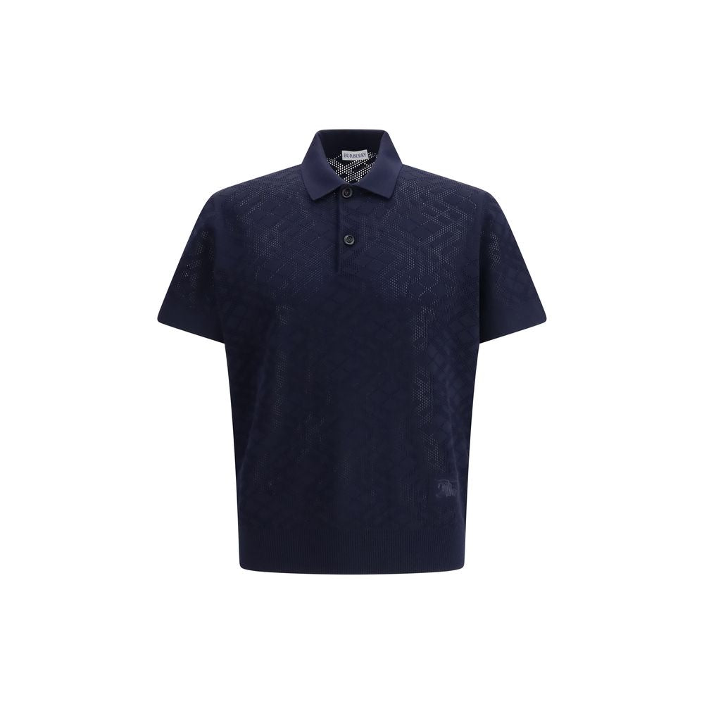 Polo in lana blu Burberry