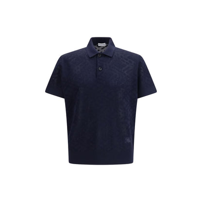 Polo in lana blu Burberry