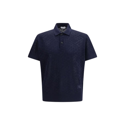 Polo in lana blu Burberry