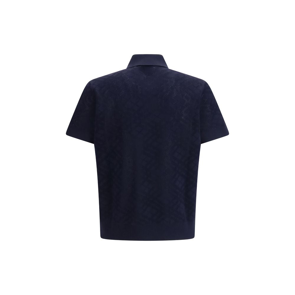 Polo in lana blu Burberry