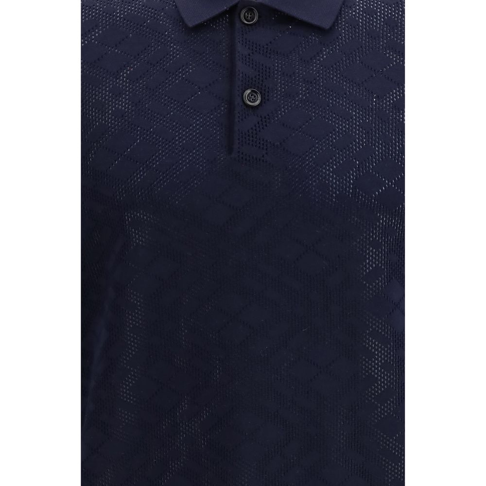 Polo in lana blu Burberry