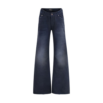 Jeans svasati Balenciaga in cotone blu