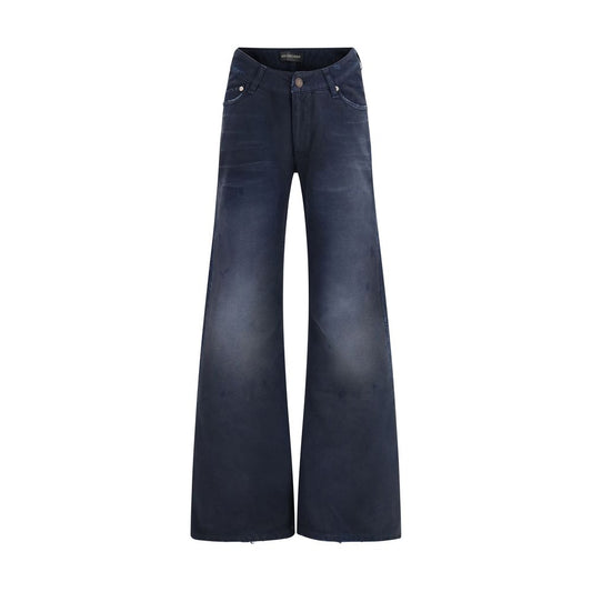 Jeans svasati Balenciaga in cotone blu