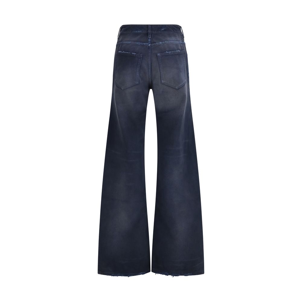 Jeans svasati Balenciaga in cotone blu