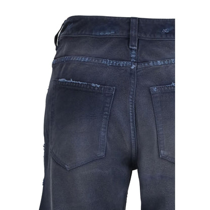 Jeans svasati Balenciaga in cotone blu