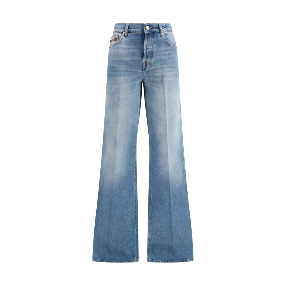 Jean évasé en coton bleu Gucci