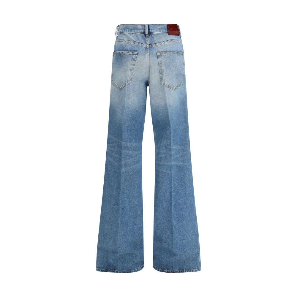 Jean évasé en coton bleu Gucci