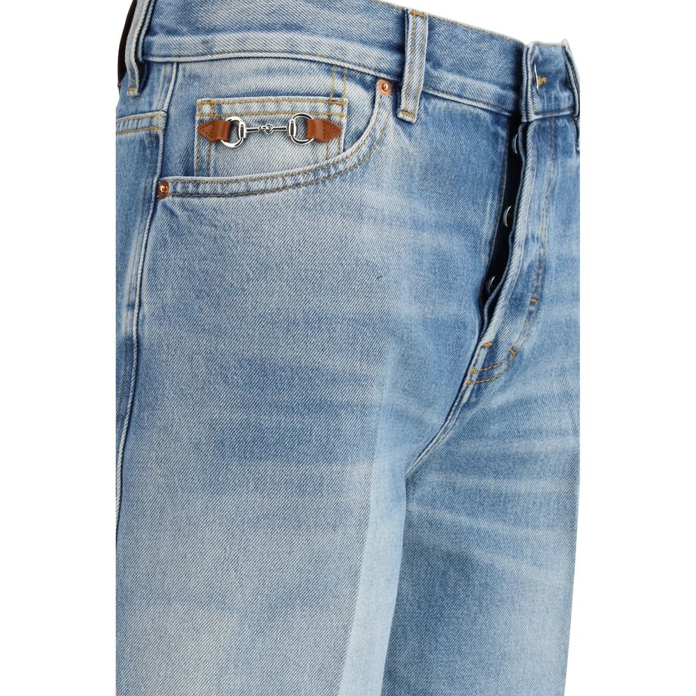 Jean évasé en coton bleu Gucci