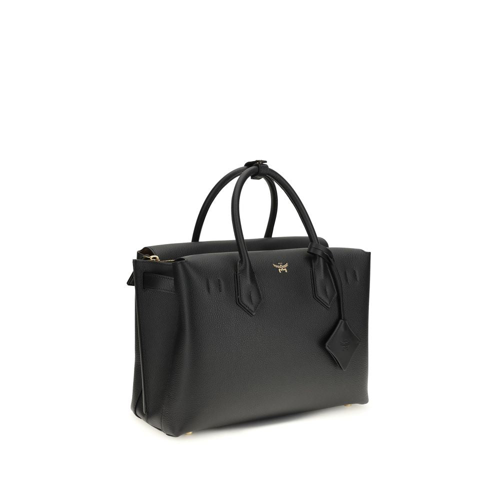 Borsa a mano MCM in pelle di vitello nera Bos Taurus