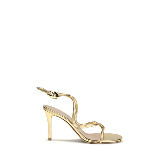 Sandali Gianvito Rossi in pelle di vitello color oro con tacco a stiletto