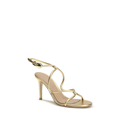 Sandali Gianvito Rossi in pelle di vitello color oro con tacco a stiletto