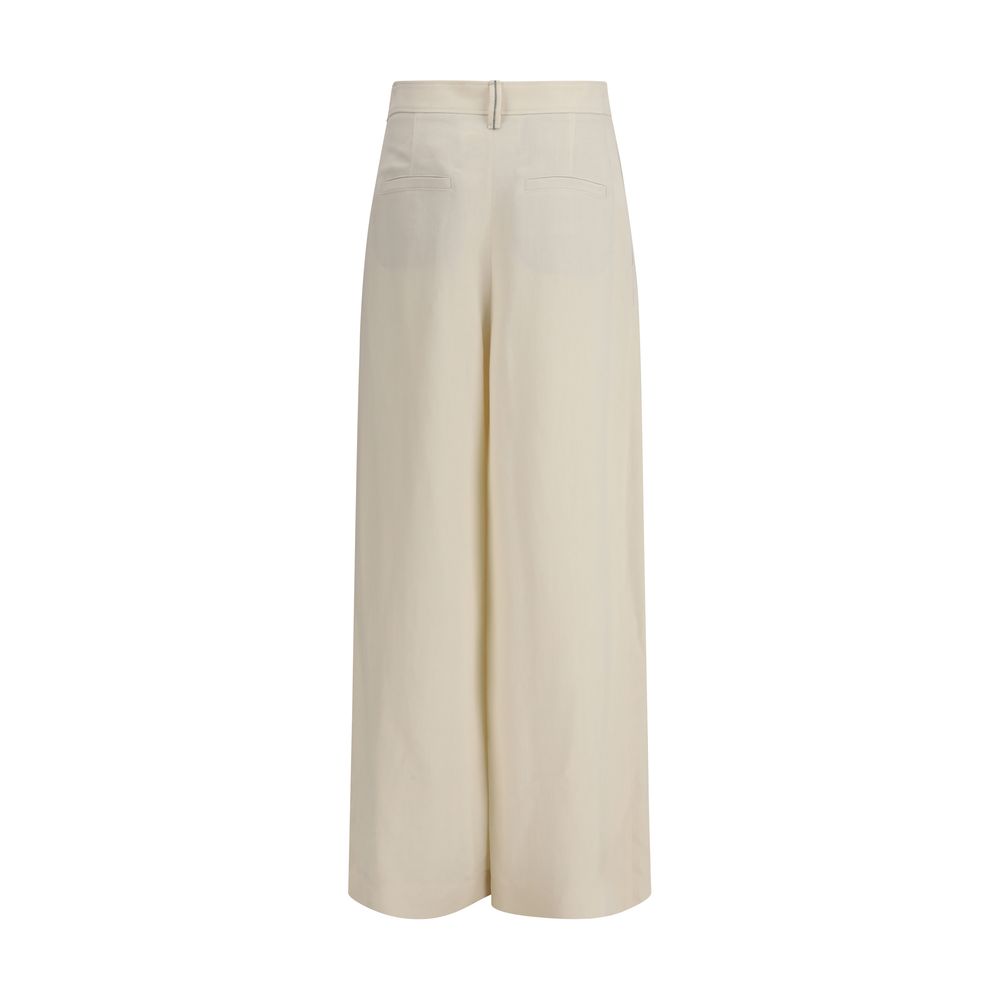 Brunello Cucinelli Pantaloni casual beige in viscosa