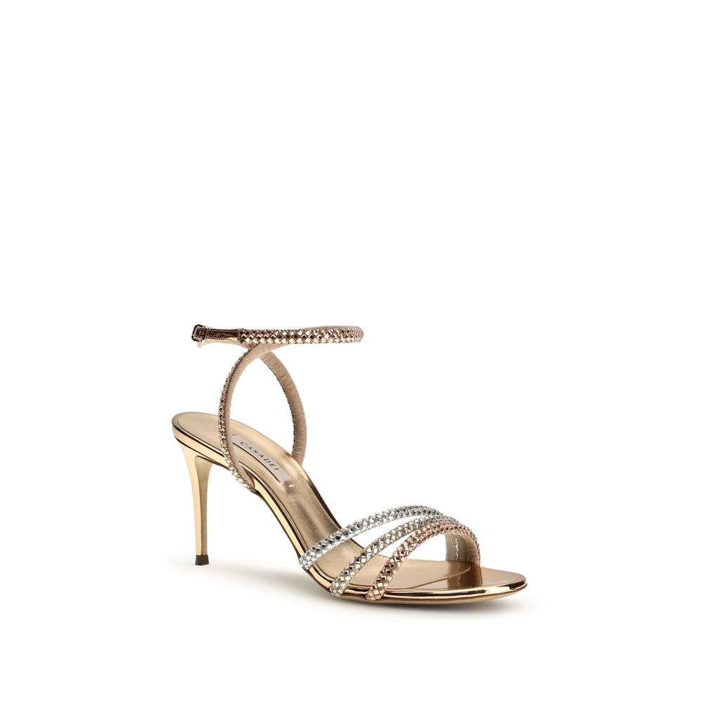 Sandali Casadei in Pelle di Vitello Oro con Tacco a Stiletto Bos Taurus