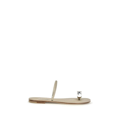 Sandales plates Casadei en cuir de veau doré Bos Taurus