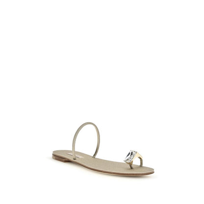 Sandales plates Casadei en cuir de veau doré Bos Taurus