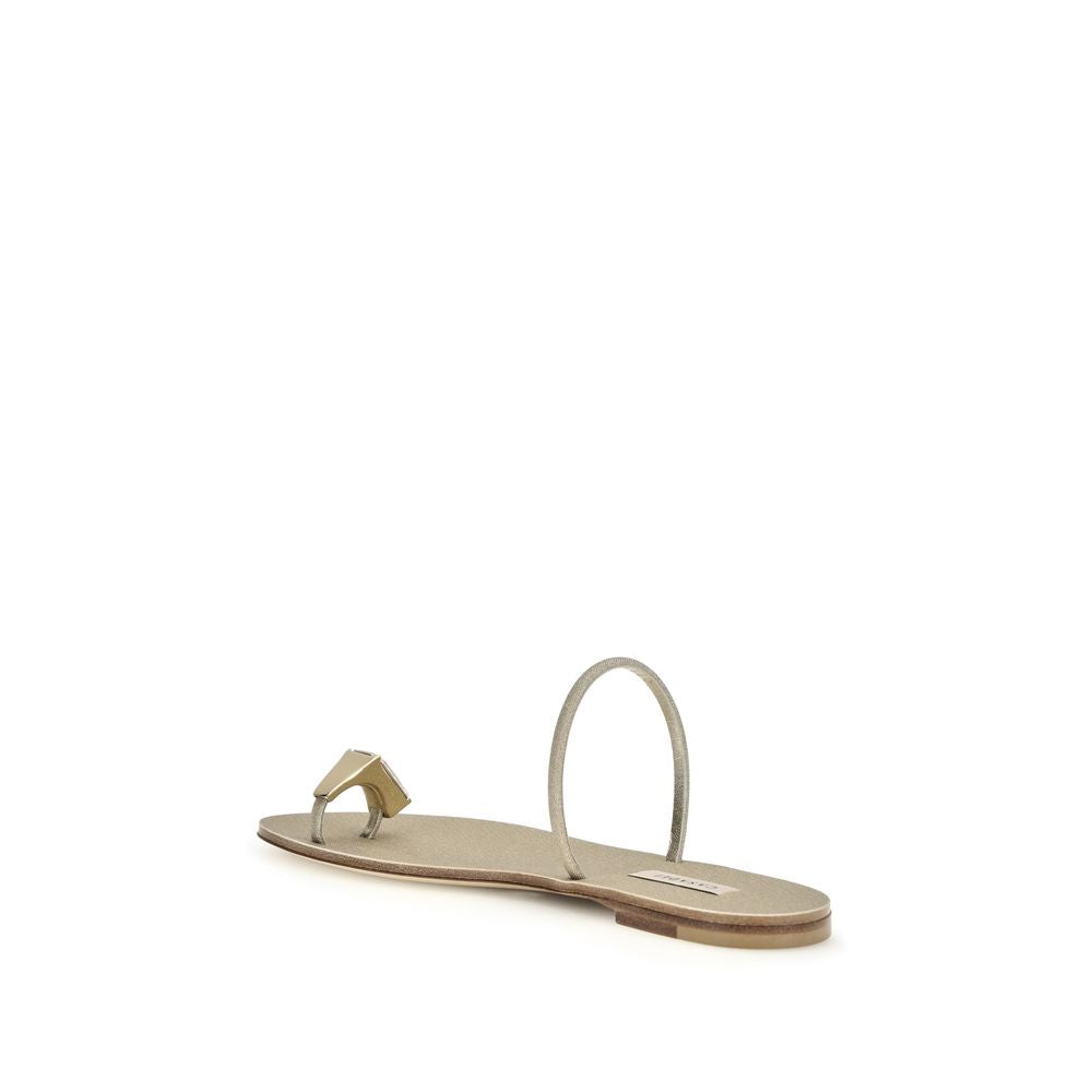 Sandales plates Casadei en cuir de veau doré Bos Taurus