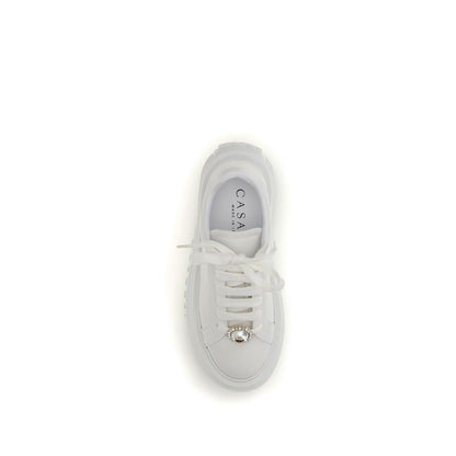 Casadei Sneakers Platform Bianche in Pelle di Vitello Bos Taurus