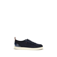Santoni Sneakers Basse in Pelle di Vitello Blu Bos Taurus