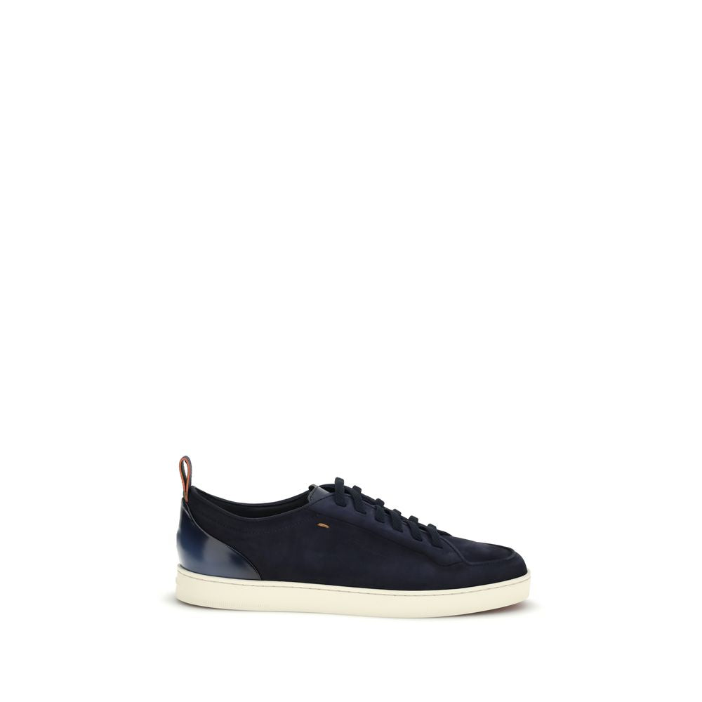 Baskets basses Santoni en cuir de veau bleu Bos Taurus
