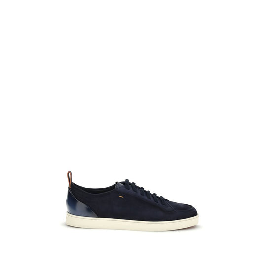Santoni Sneakers Basse in Pelle di Vitello Blu Bos Taurus