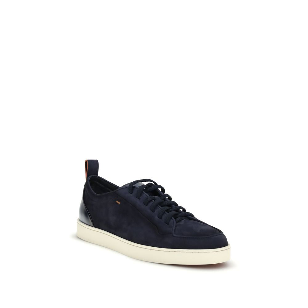 Baskets basses Santoni en cuir de veau bleu Bos Taurus