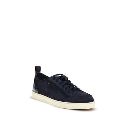 Santoni Sneakers Basse in Pelle di Vitello Blu Bos Taurus
