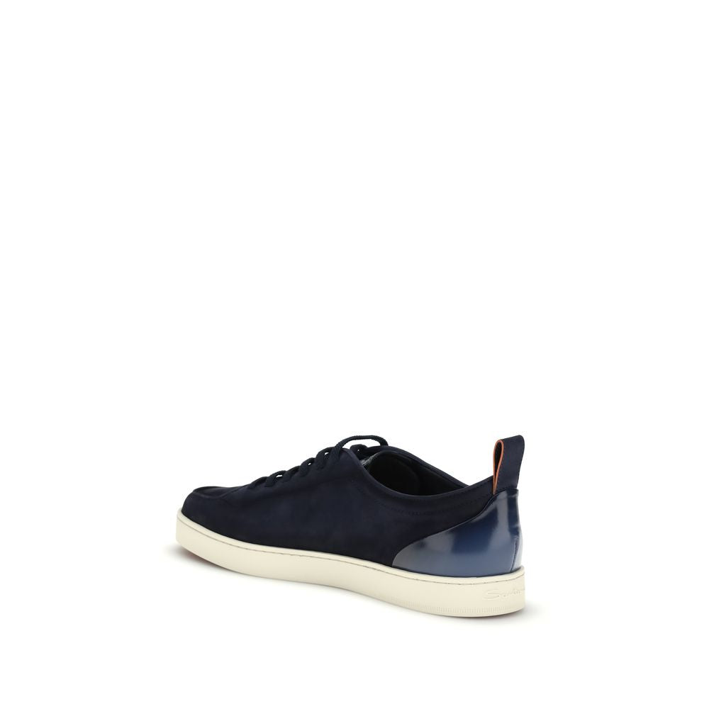 Baskets basses Santoni en cuir de veau bleu Bos Taurus