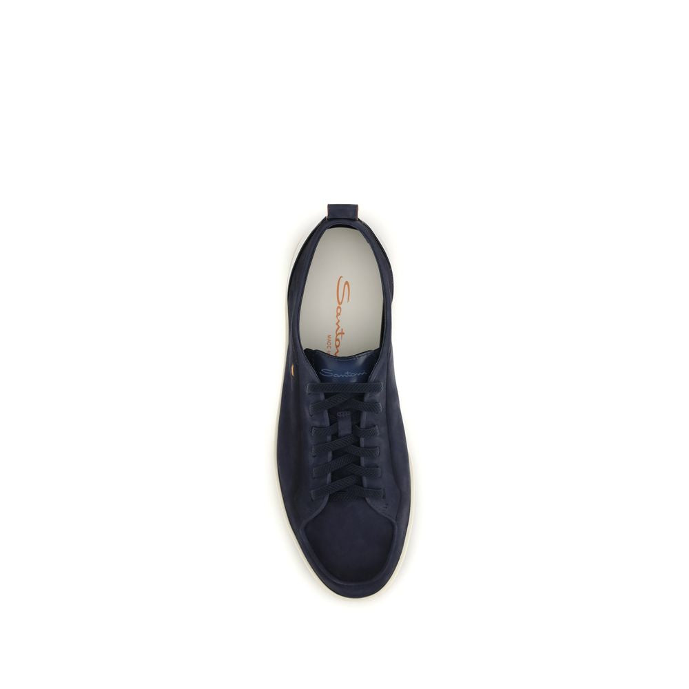 Baskets basses Santoni en cuir de veau bleu Bos Taurus
