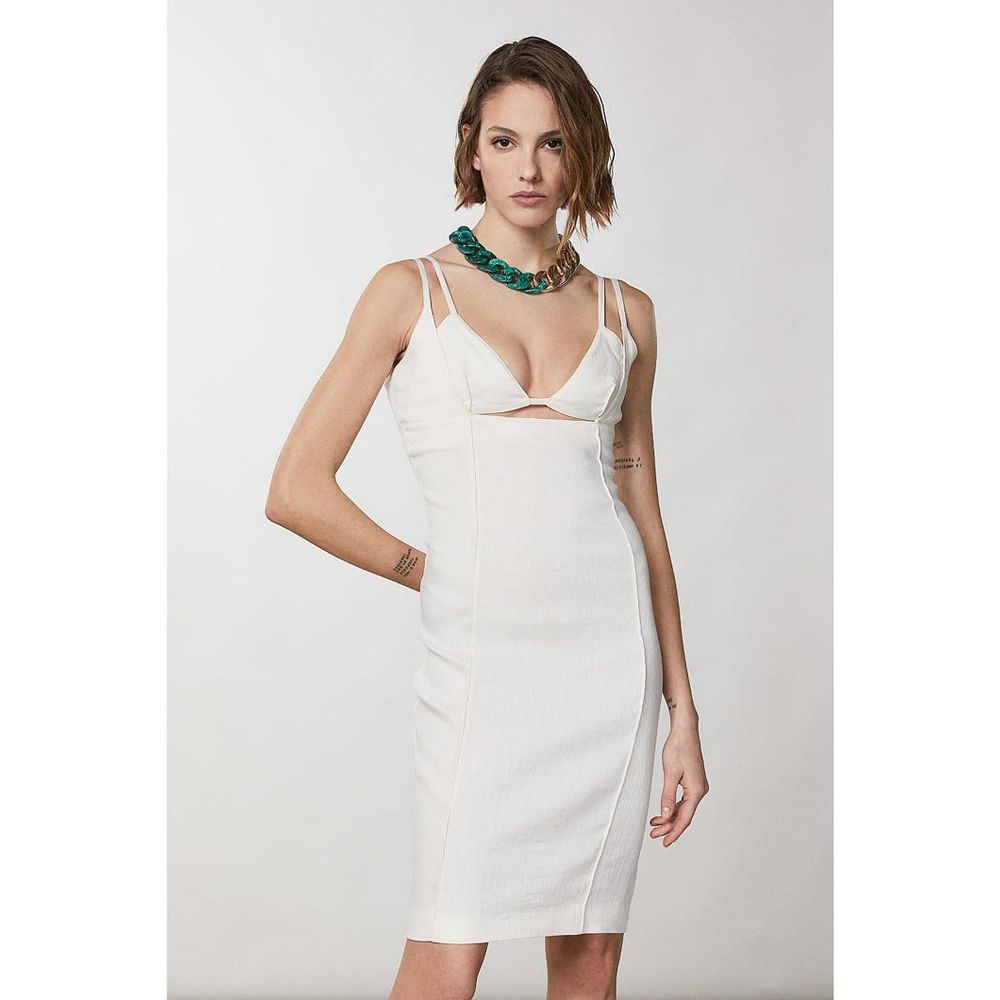 Patrizia Pepe Abito Casual in Lino Bianco