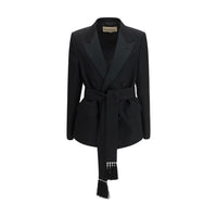 Blazer in lana e pile nero Valentino