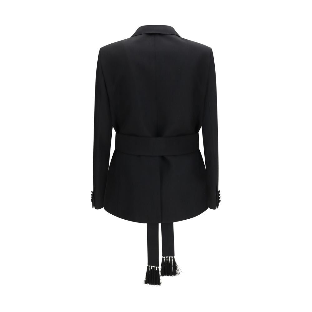 Blazer in lana e pile nero Valentino