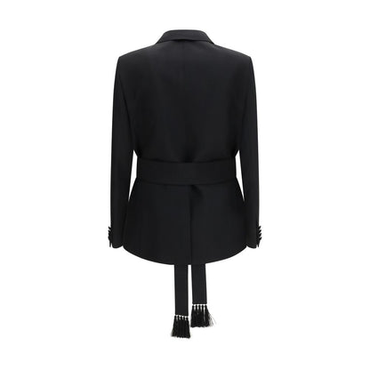 Blazer in lana e pile nero Valentino