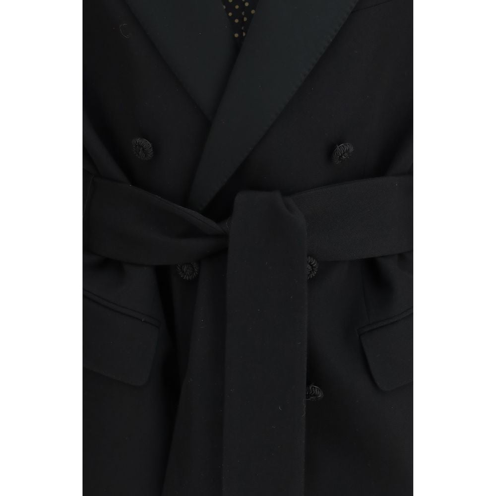 Blazer in lana e pile nero Valentino