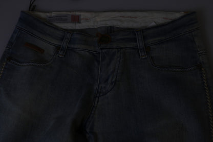 PLEIN SUD Jean skinny en denim délavé bleu clair taille mi-basse