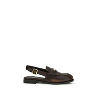 Mocassins à enfiler Miu Miu Bos Taurus en cuir de veau marron