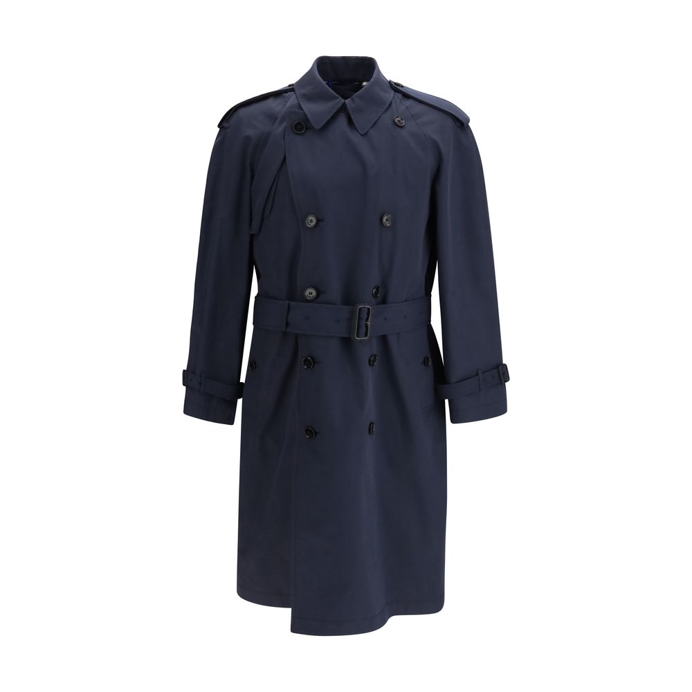 Trench coat Burberry blu in poliestere
