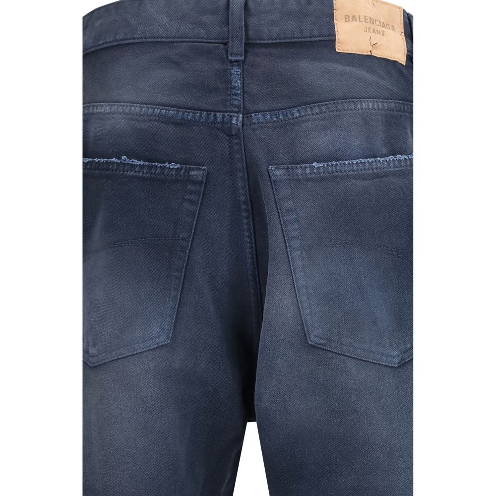 Jeans Balenciaga in cotone blu a vestibilità rilassata