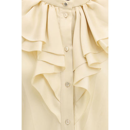 Camicia in seta beige Gucci
