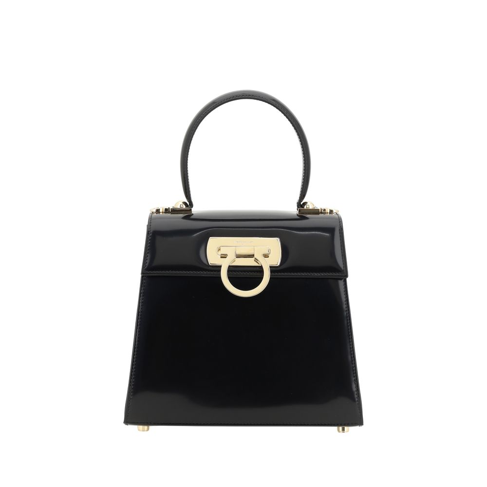 Borsa a mano Ferragamo Bos Taurus in pelle di vitello nera