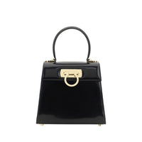 Borsa a mano Ferragamo Bos Taurus in pelle di vitello nera