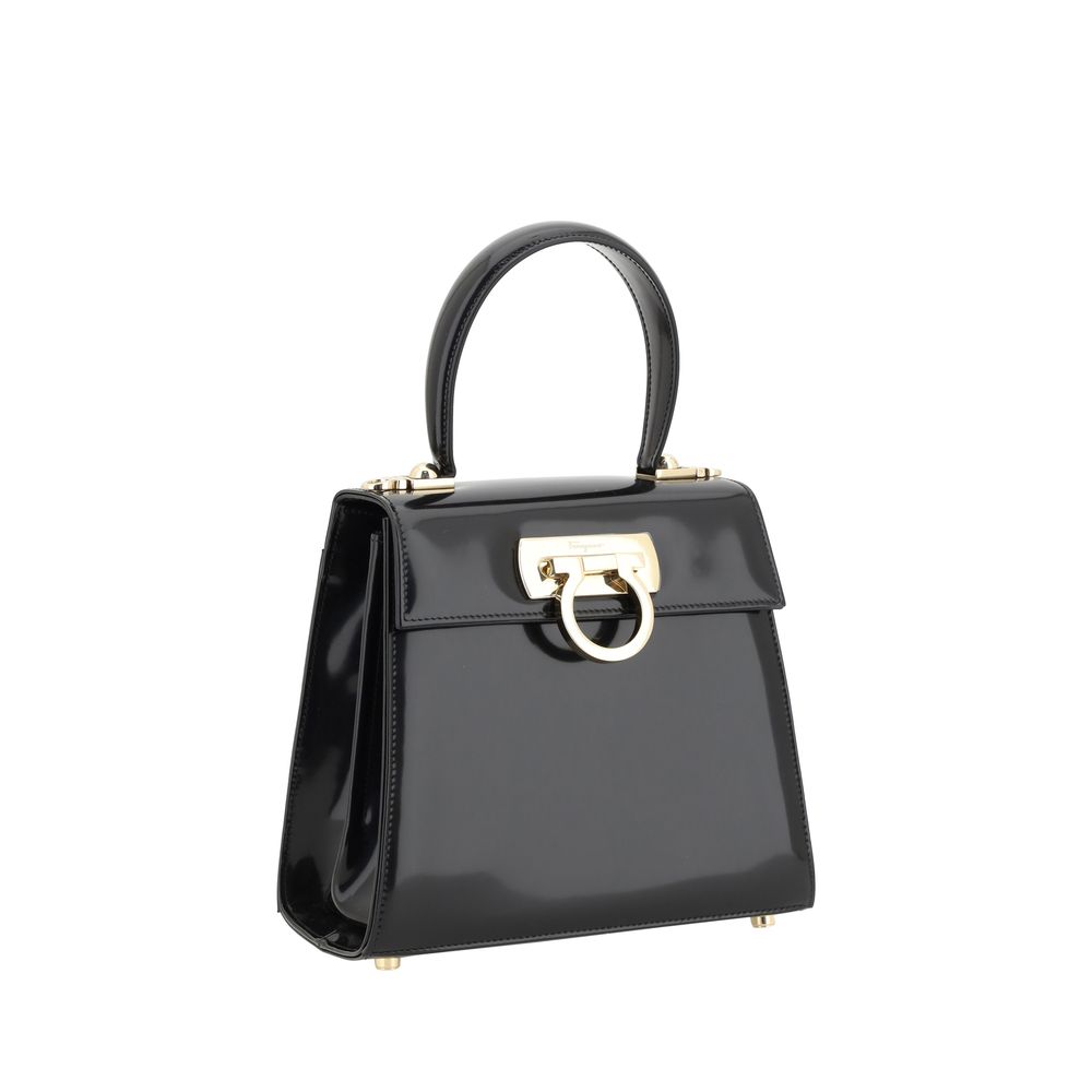 Borsa a mano Ferragamo Bos Taurus in pelle di vitello nera